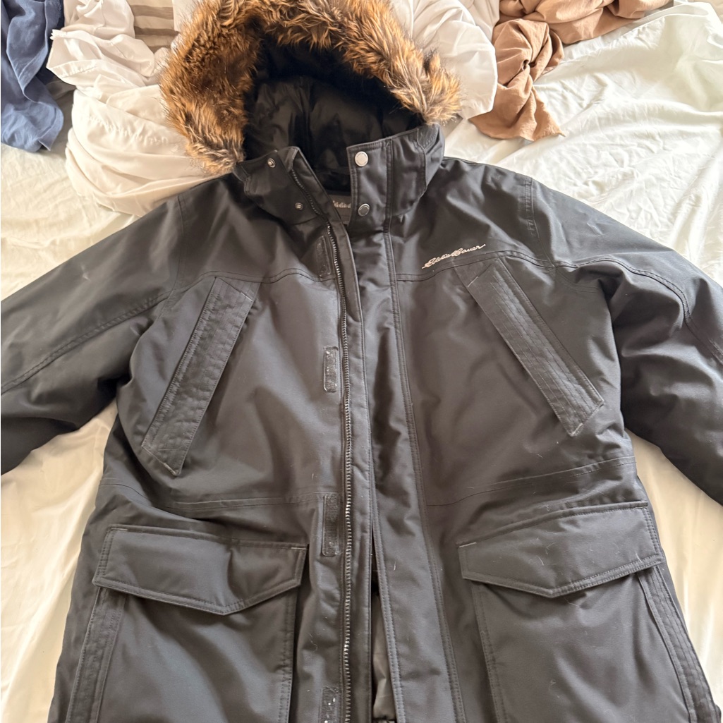 Eddie Bauer Parka, Black With Embroidered Logo
